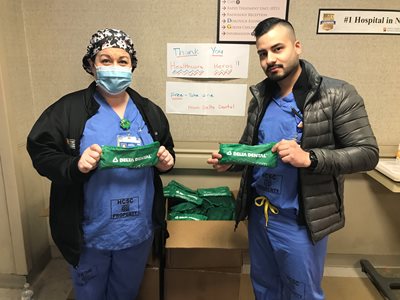 Pictured: Morristown Medical Center team members with oral care kits donated by Delta Dental, long-time corporate donors to the Foundation for Morristown Medical Center. 
